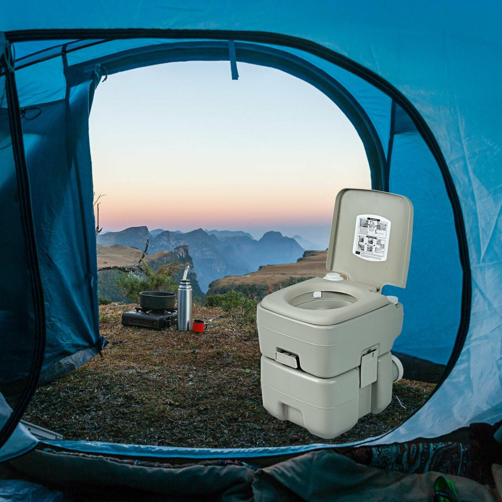 Portable Toilet 5.3 Gallon with Powerful Push Pump
