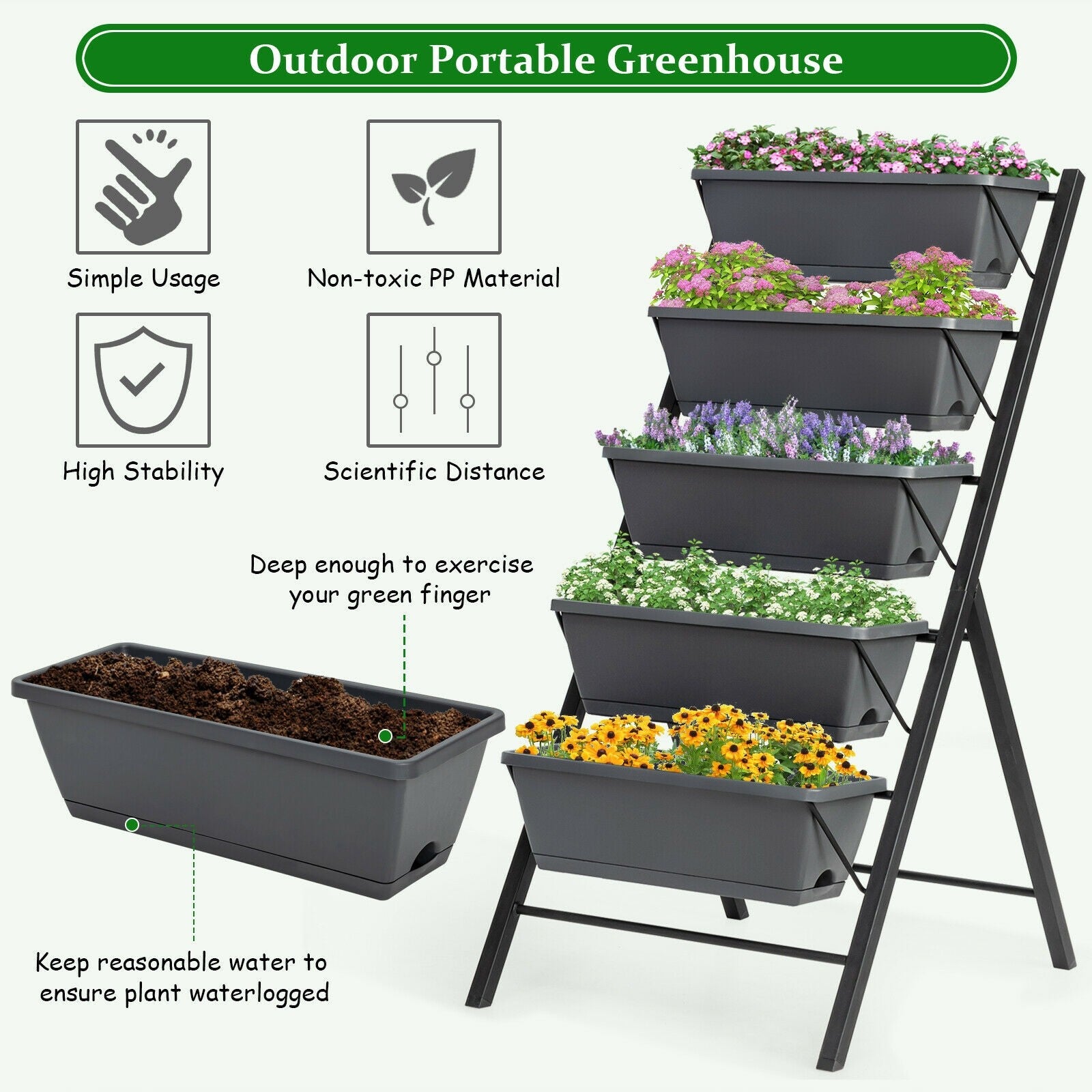 Vertical Raised Garden Bed, Elevated Planter Raised Beds with Water Drainage