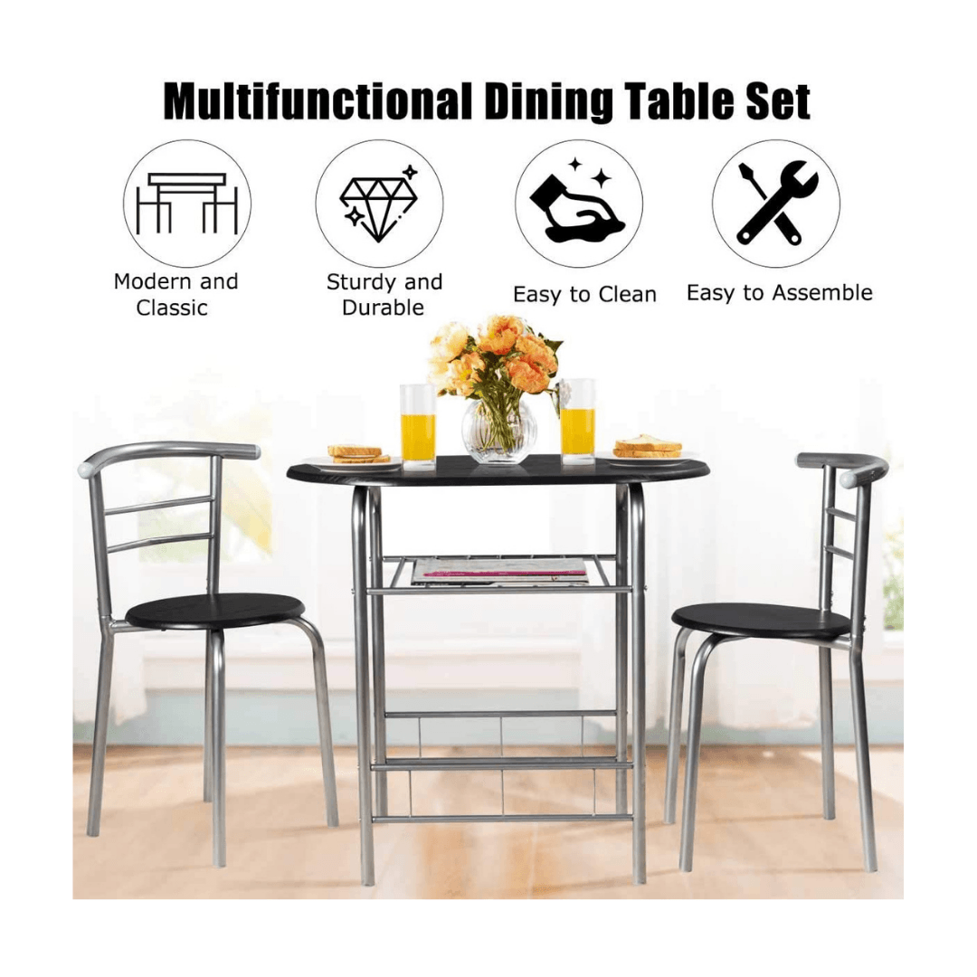 3 Piece Dining Set Compact 2 Chairs and Table - Giantexus