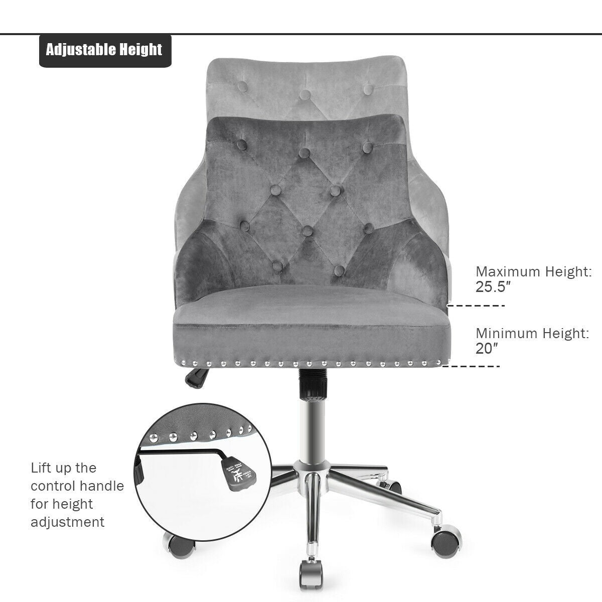 Giantex Modern Home Office Chair, Adjustable Task Chair Computer Desk Chair