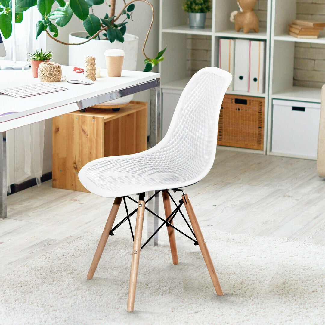 Giantex Set of 2 or 4 Modern Dining Chairs, Shell PP Lounge Side Chairs w/ Mesh Design - Giantexus