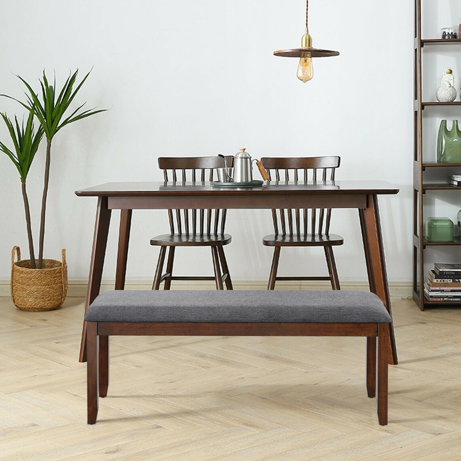 Giantex Dining Room Bench, Wood Kitchen Table Bench with Upholstered, 47.5 x 15.5 x 19.5 Inches Ottoman Bench