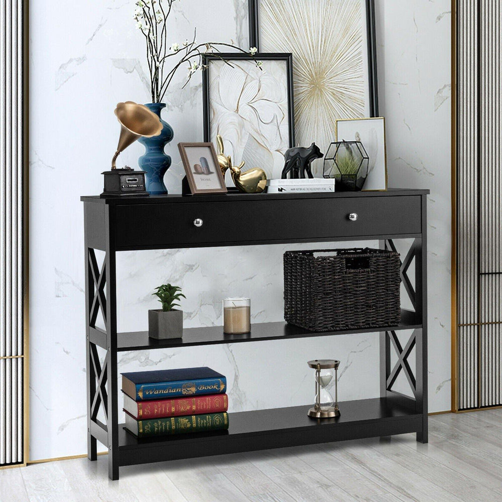 3-Tier Console Table with Drawers - Giantexus