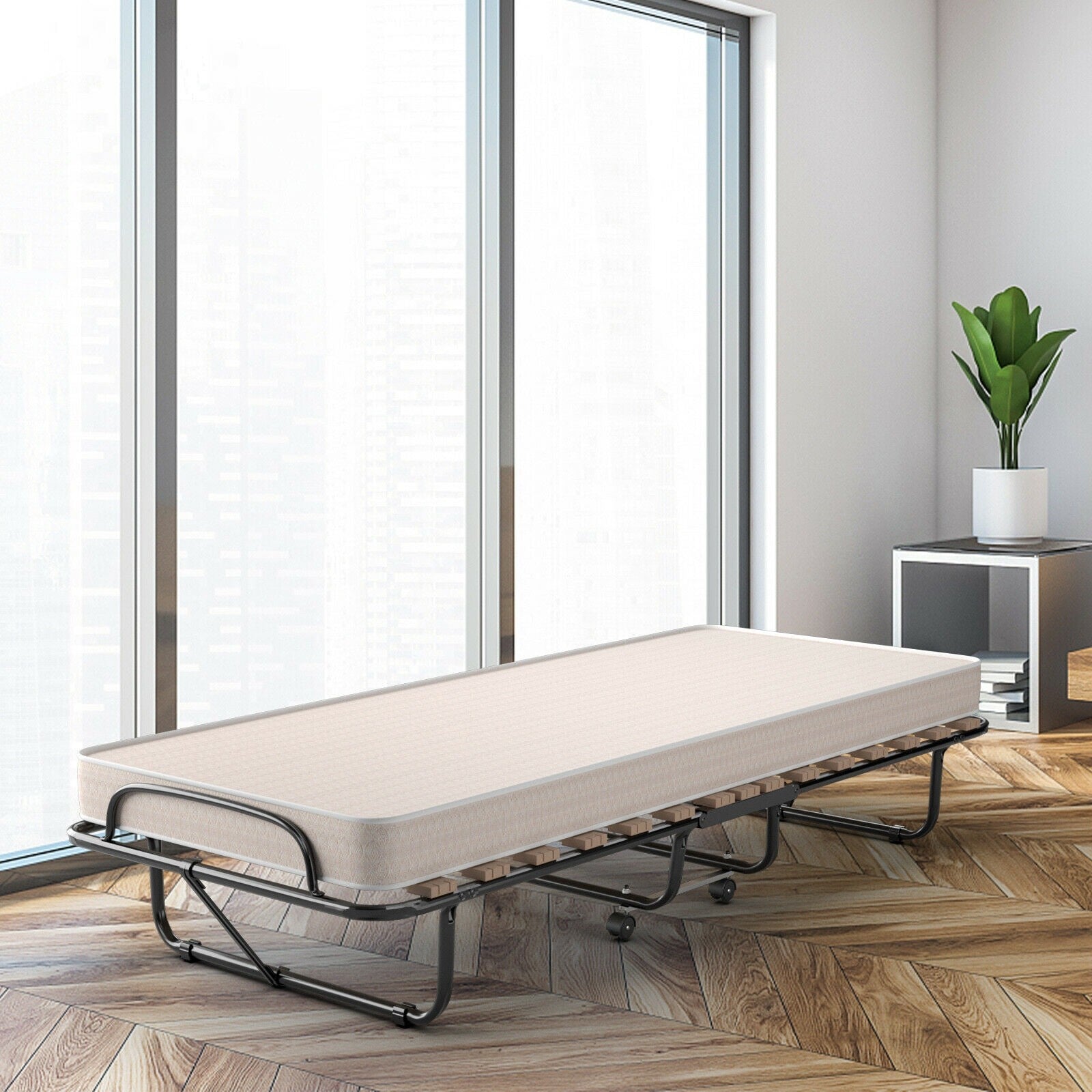 Folding Bed with Mattress Rollaway Guest Bed