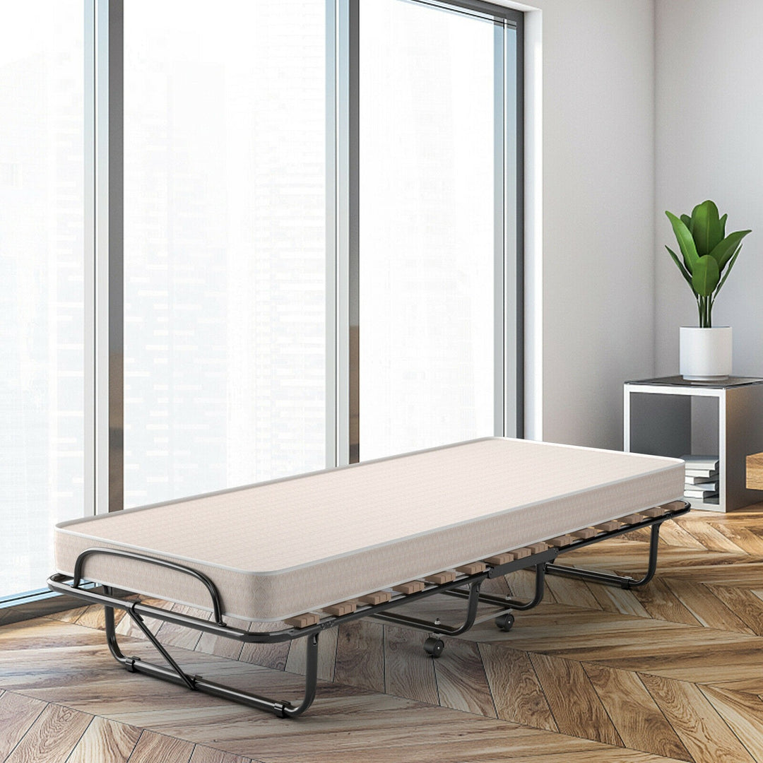 Folding Bed with Mattress Rollaway Guest Bed