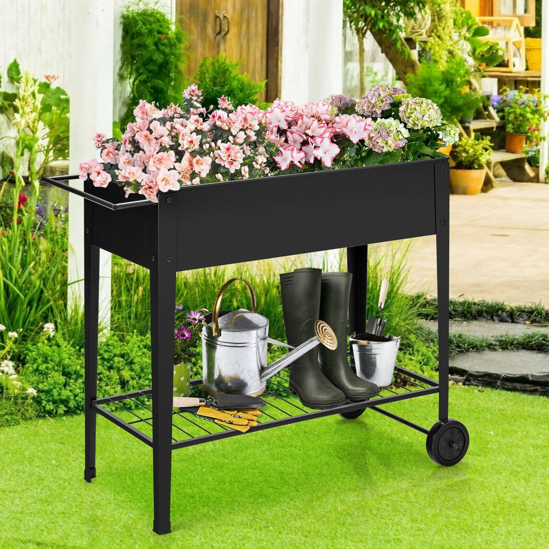 Outdoor Raised Garden Bed on Wheels with Legs