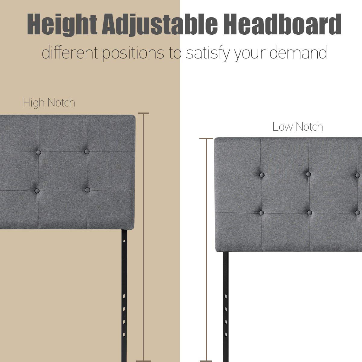 Giantex Modern Upholstered Headboard, Grey