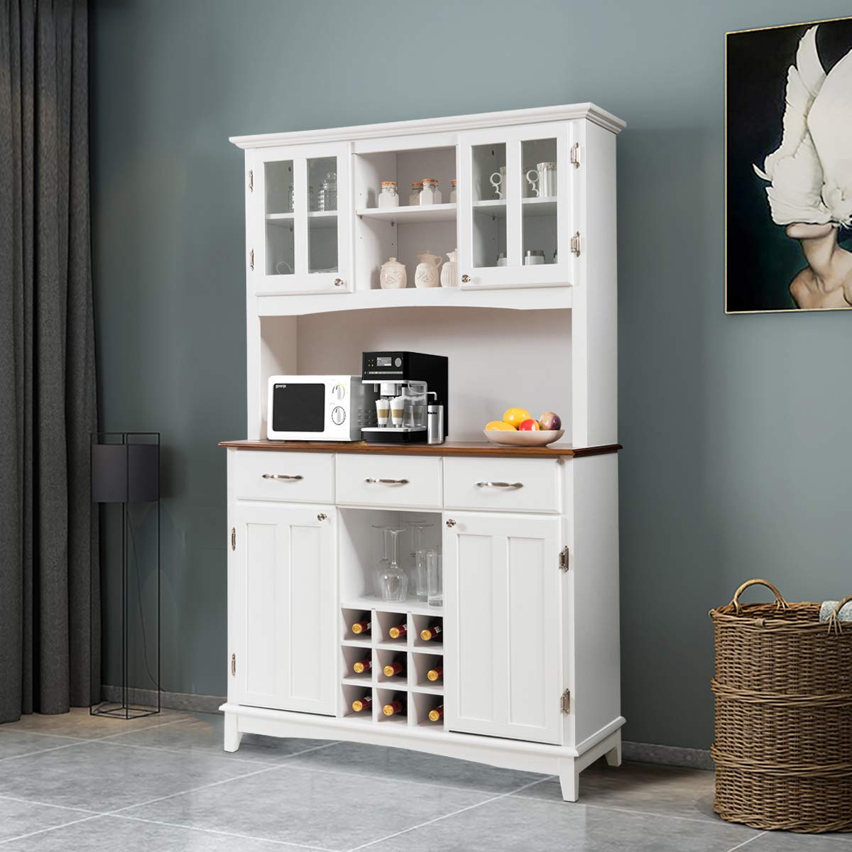 Giantex Buffet Hutch Cabinet, Kitchen Hutch Sideboard