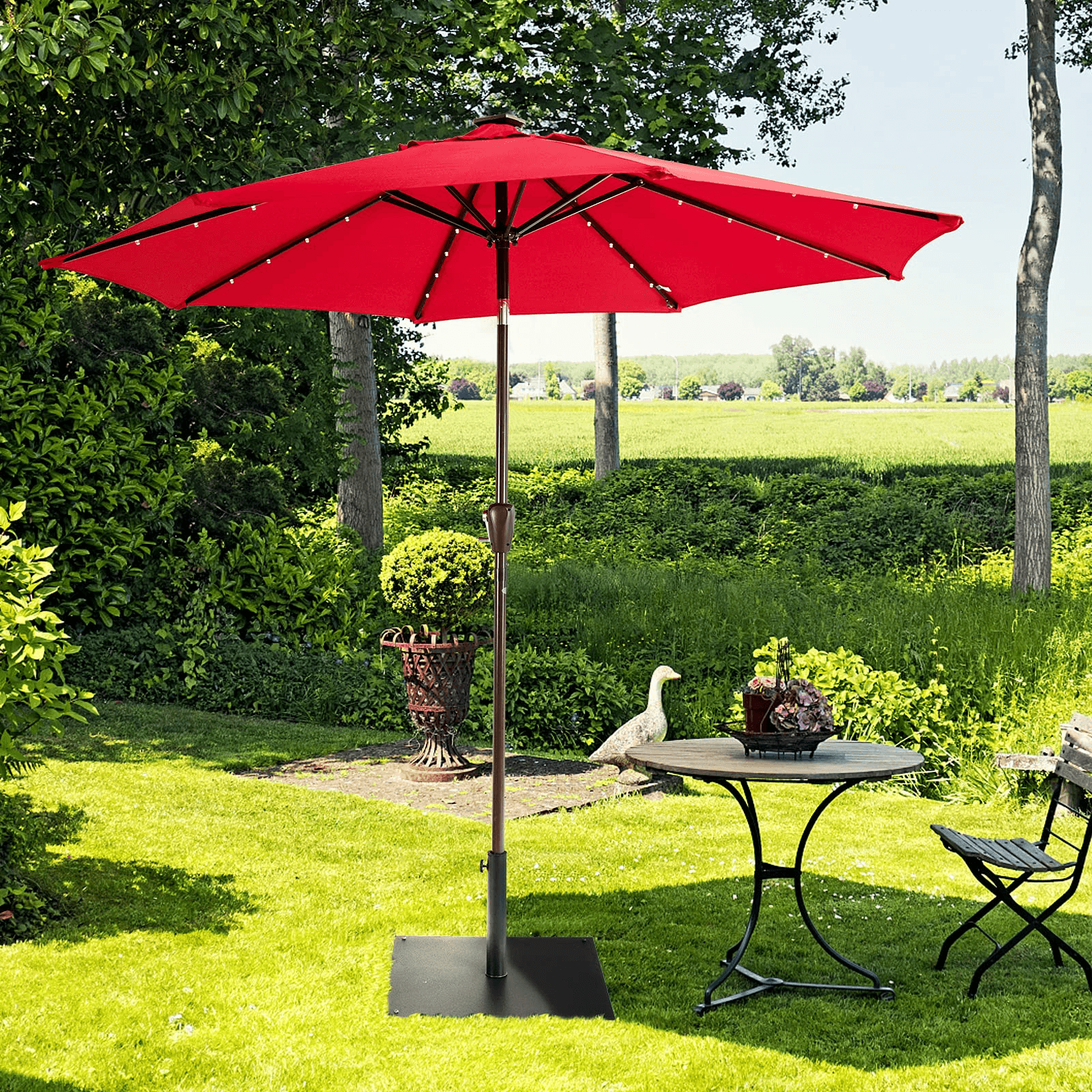 Giantex Square Umbrella Base, Steel Heavy Duty Patio Market Umbrella Stand (20/25 Inch) - Giantexus