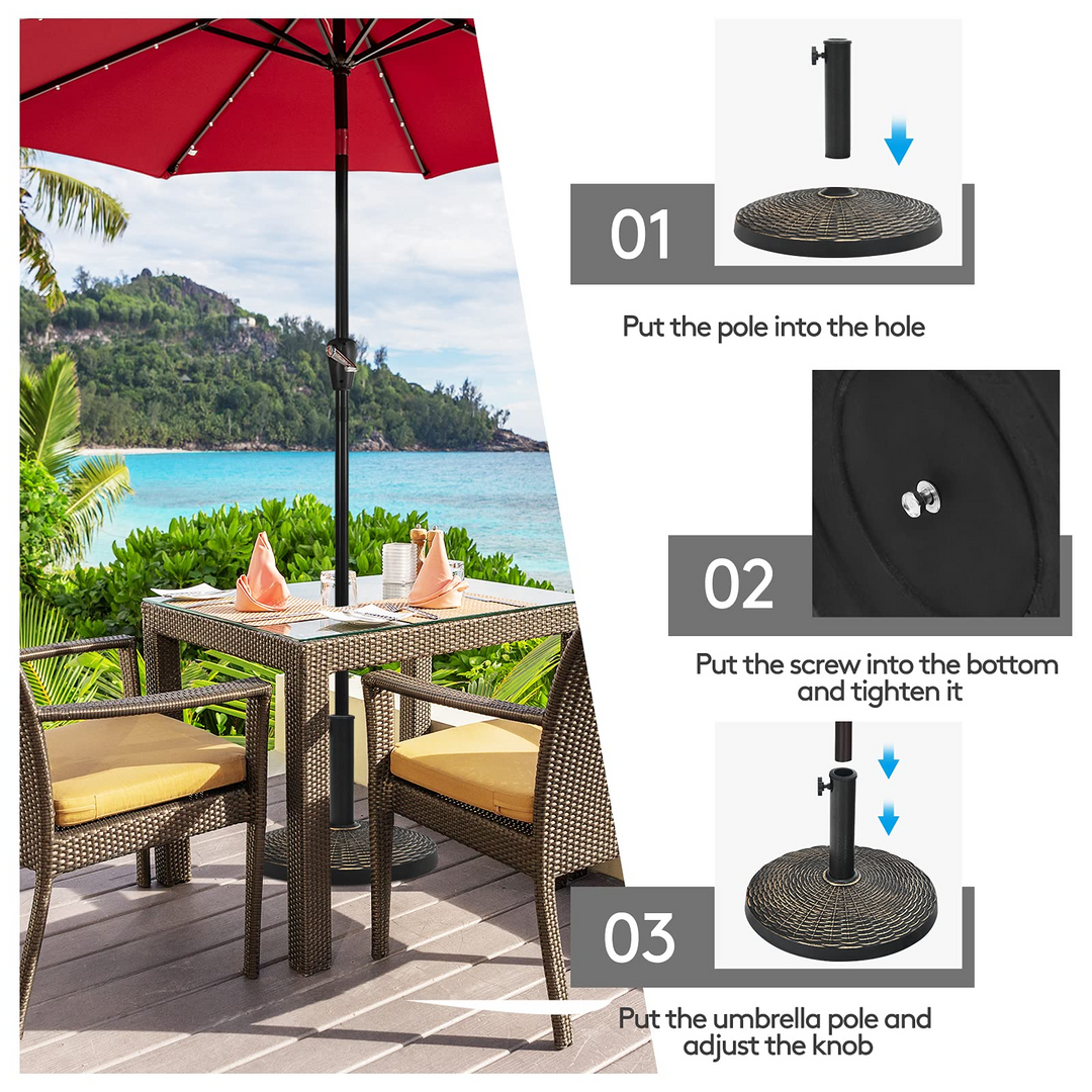 Giantex Round Patio Umbrella Base for 1.5" or 1.9" Diameter Pole, 27 lbs Heavy-Duty Resin Outdoor Umbrella Stand
