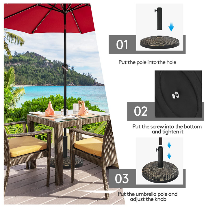 Giantex Round Patio Umbrella Base for 1.5" or 1.9" Diameter Pole, 27 lbs Heavy-Duty Resin Outdoor Umbrella Stand