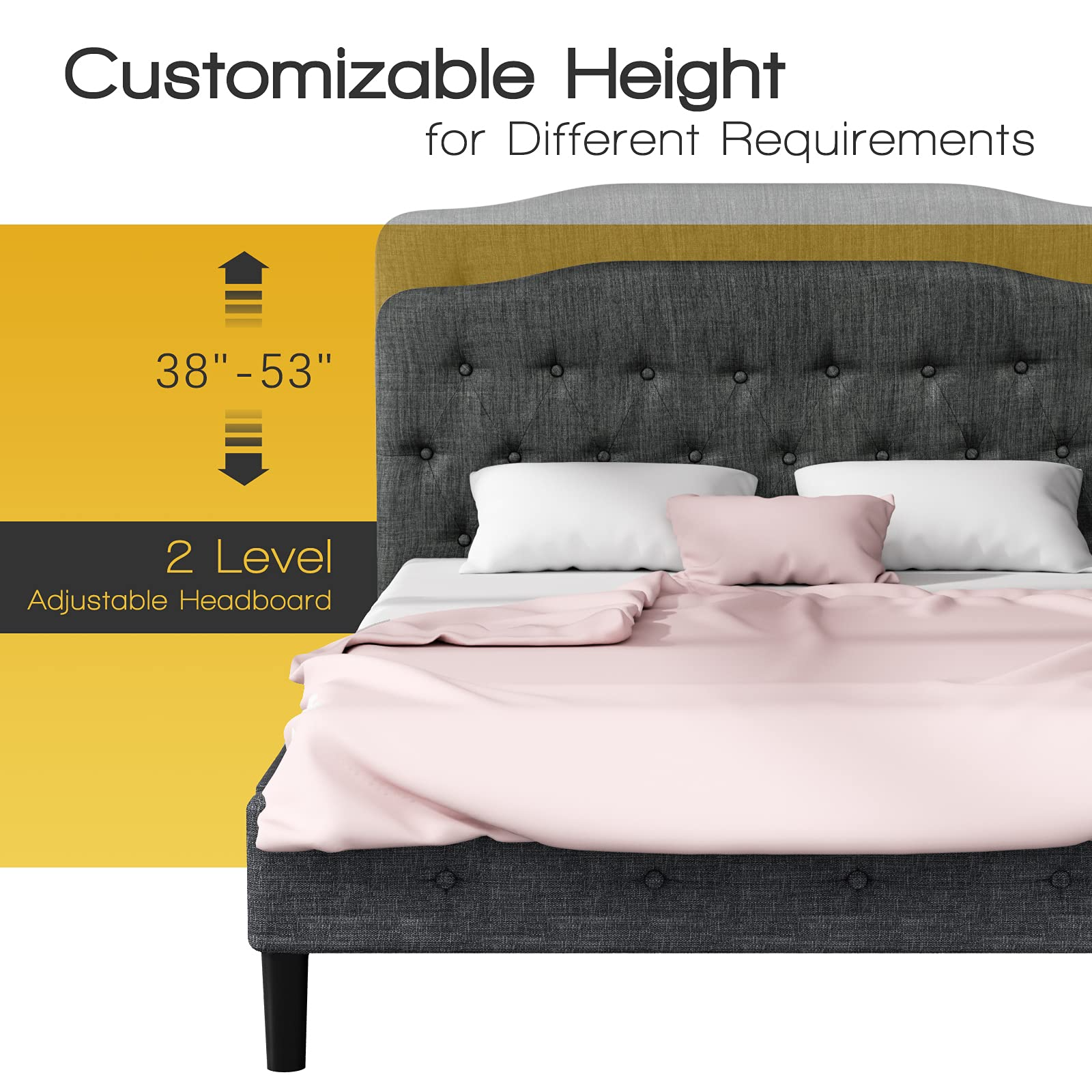 Giantex Upholstered Headboard, Button Tufted Headboard, Queen Size