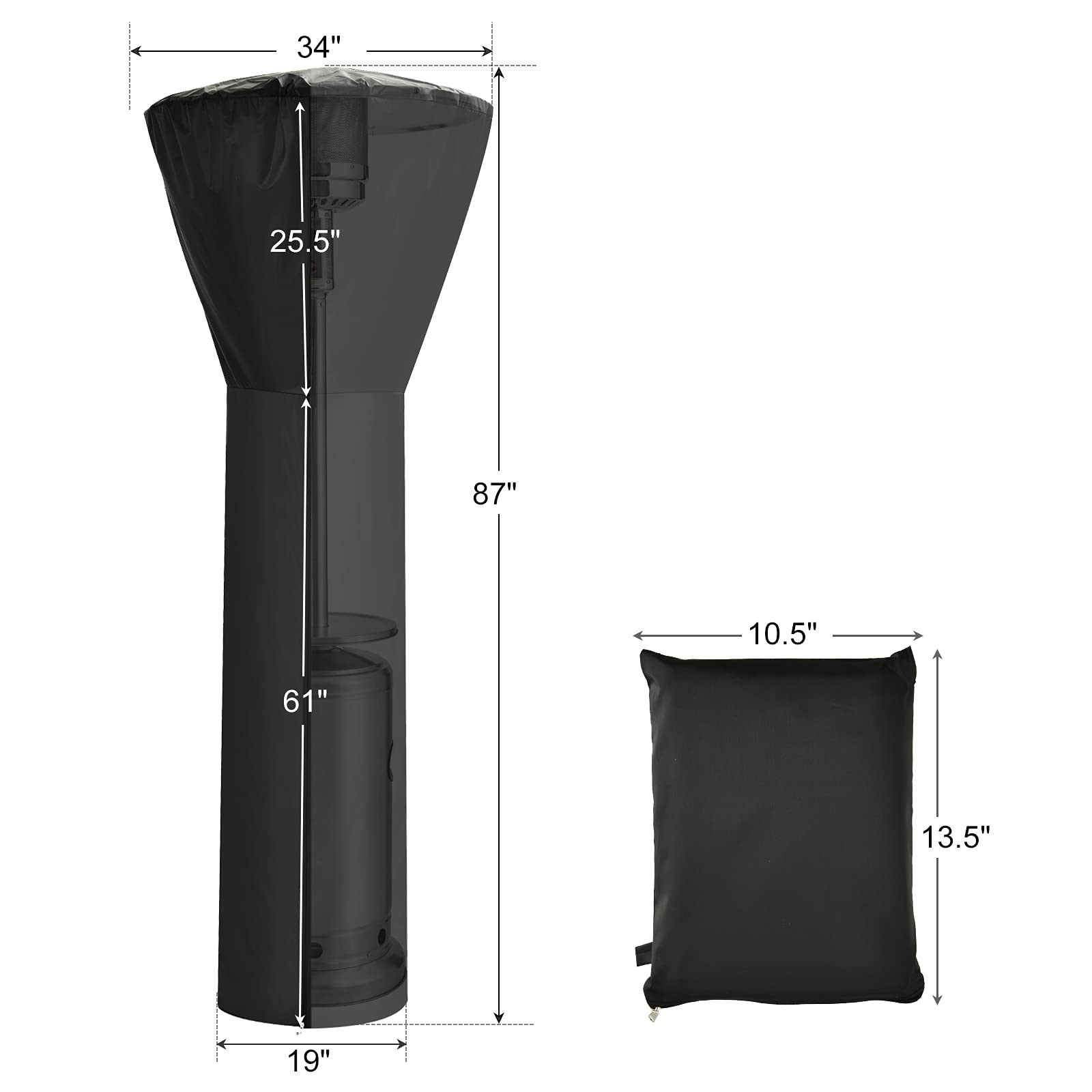 Giantex Patio Heater Cover, Standup Outdoor Round Waterpoof Heater Coverr w/Smooth Zipper & Storage Bag for Outdoor Use
