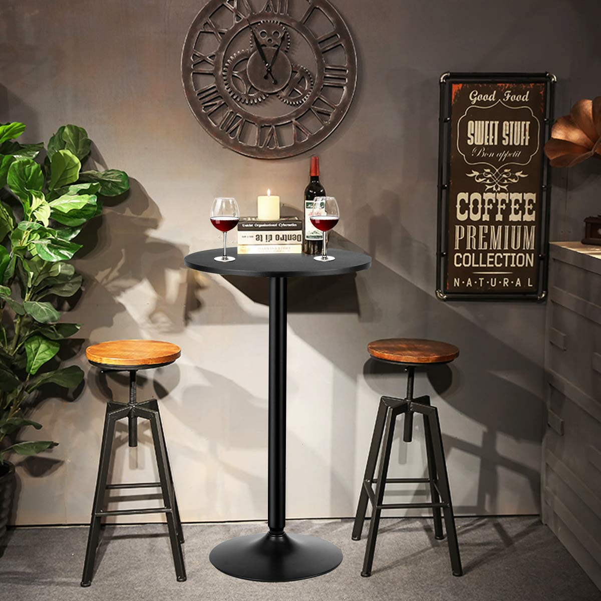 Giantex Pub Bar Table 24-Inch Round Top 40-Inch Height Modern Style