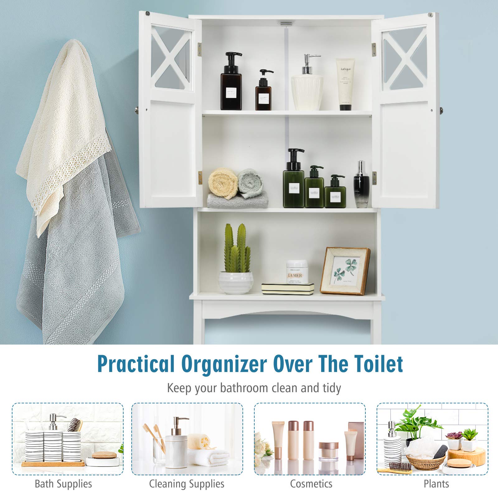 Over-The-Toilet Bathroom Space Saver with Adjustable Shelf