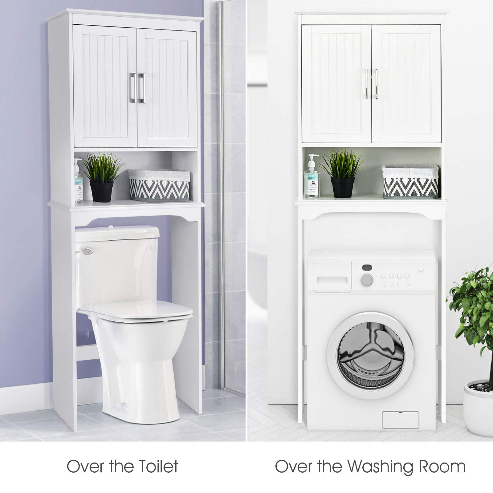 Giantex Over The Toilet Bathroom Space Saver Free Standing Toilet Rack with Adjustable Inner Shelf