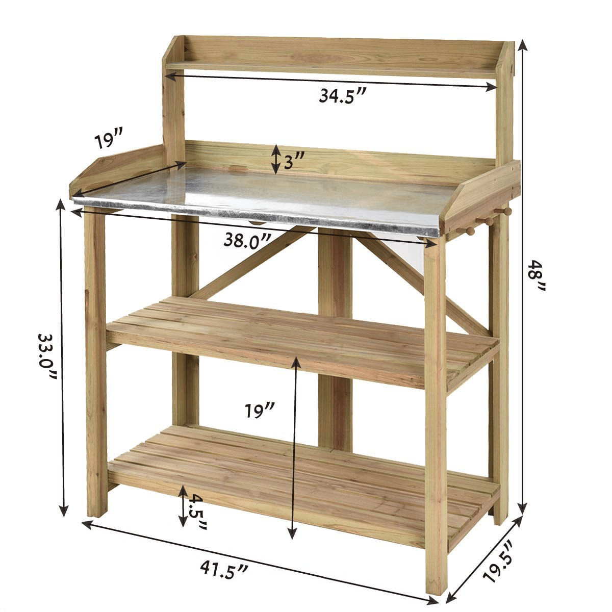 Giantex Outdoor Garden Wooden Potting Work Bench Station Planting Workbench (Light Cyan) - Giantexus