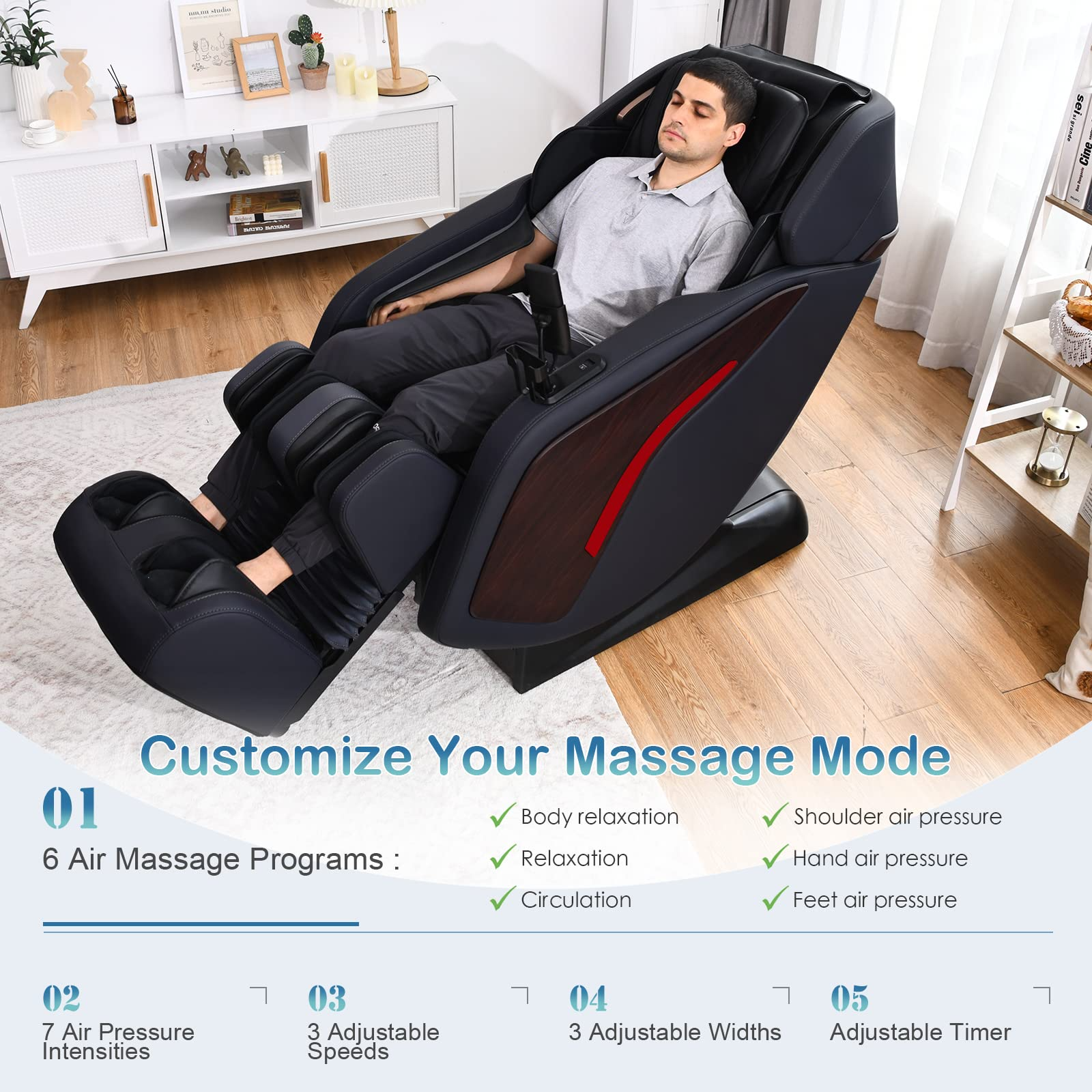 Giantex Full Body Massage Chair 3D, Thai Yoga Stretch SL Track Zero Gravity Massage Recliner w/Air Cell Massage