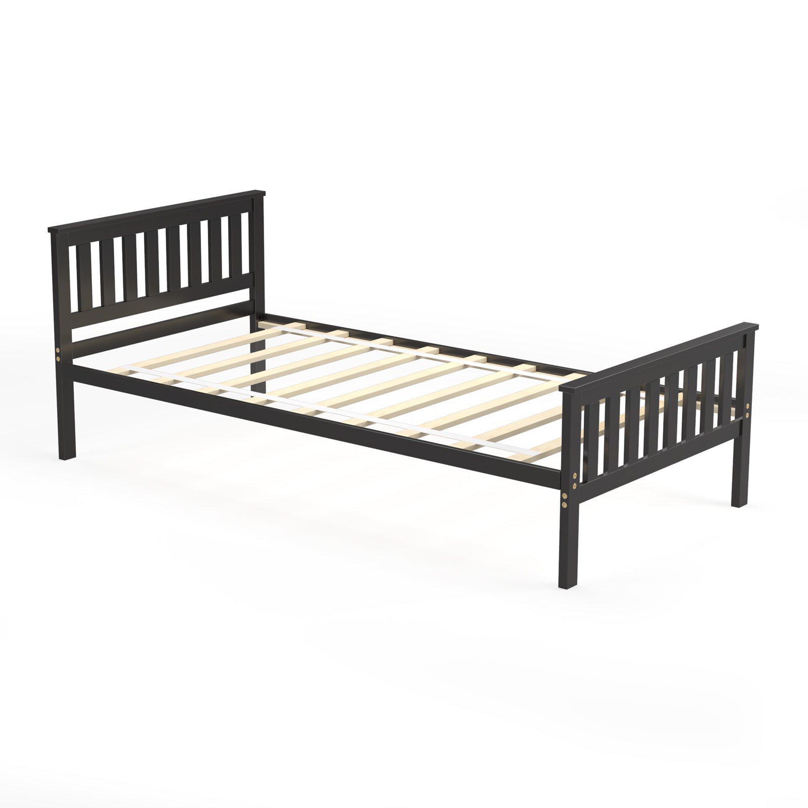 Easy Assembly Twin Size Wood Platform Bed with Headboard