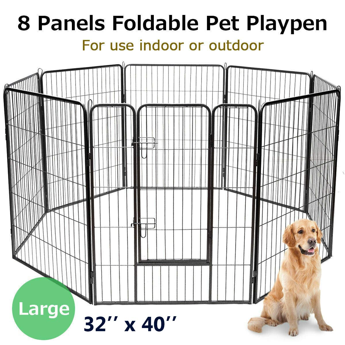 Giantex 8 Panel Pet Playpen with Door, Foldable Dog Exercise Pen