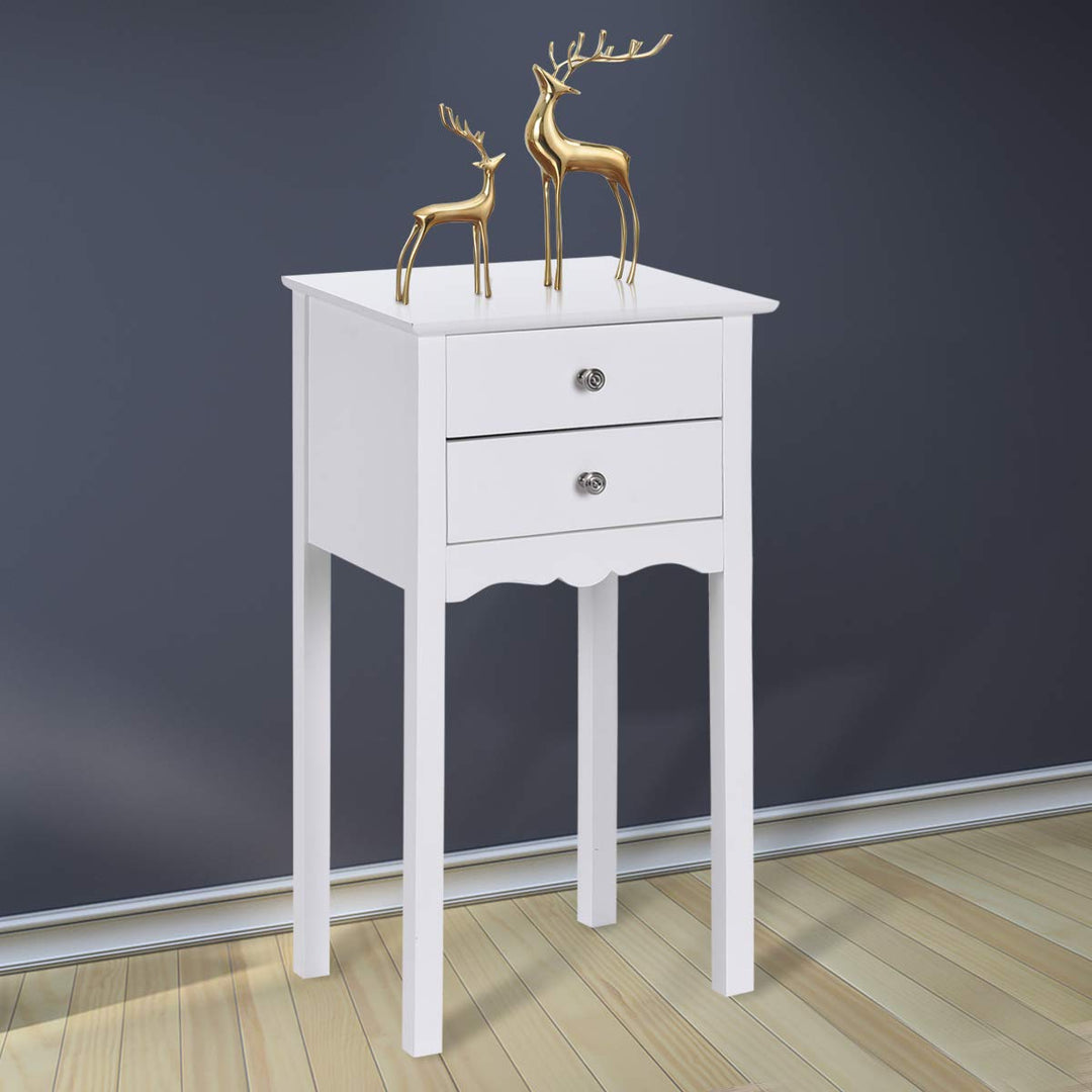Giantex End Table w/ 2 Drawers Side Table Nightstand Multi-Purpose Accent Table Living Room Bedroom Home Furniture