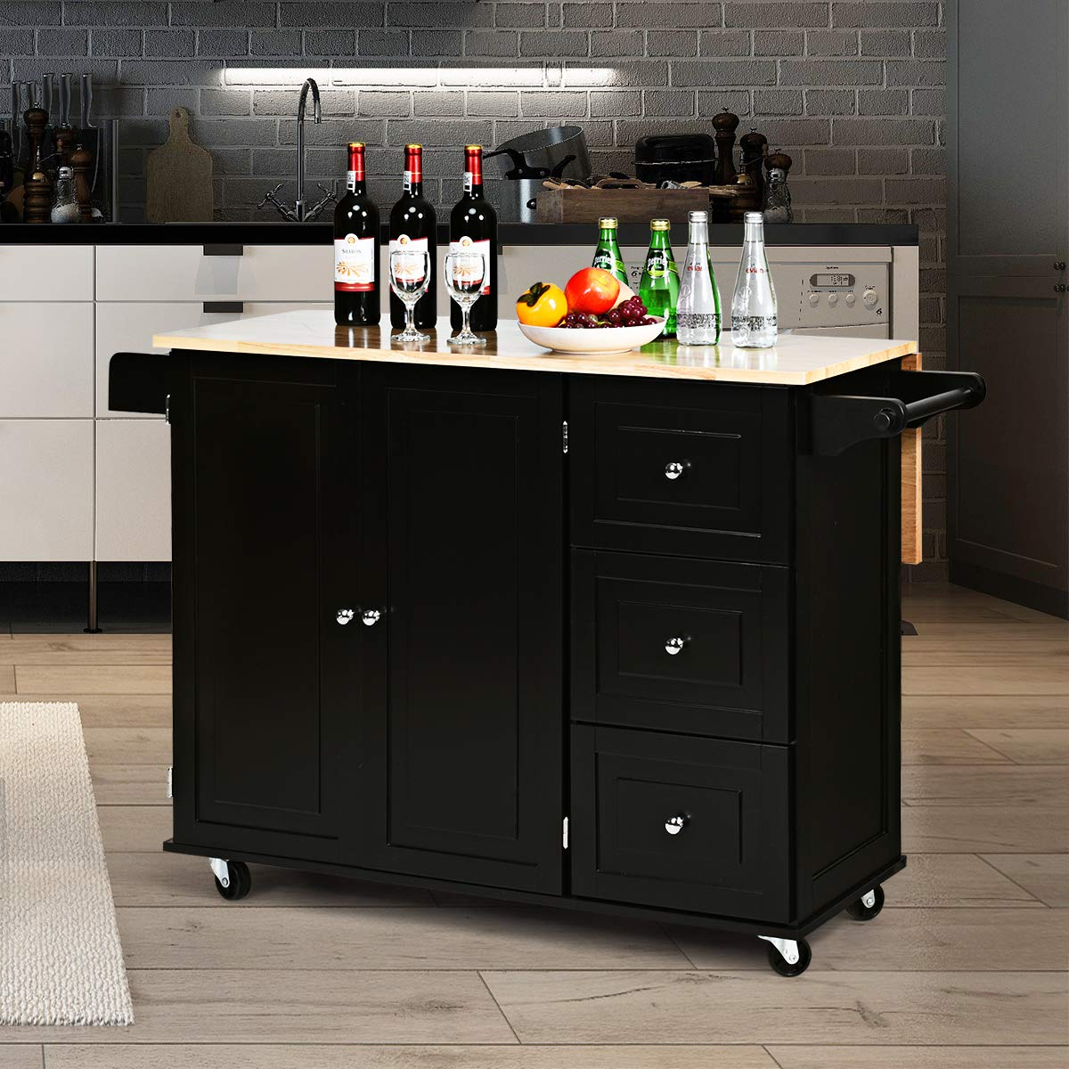 Giantex Kitchen Island Cart with Drop-Leaf Tabletop