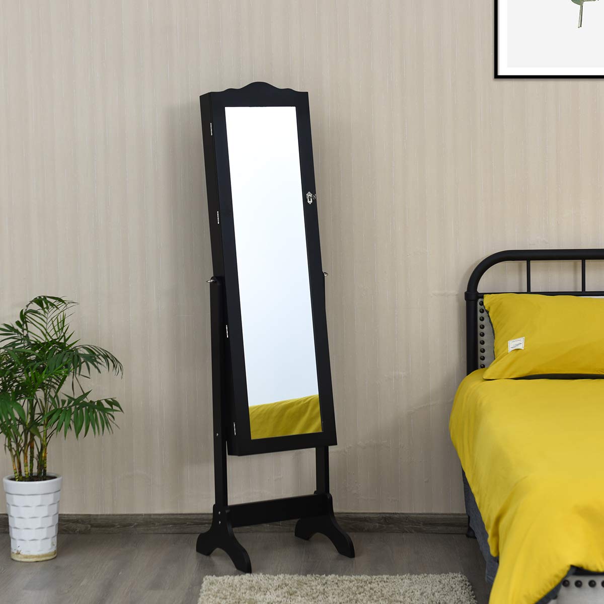 Jewelry Cabinet Armoire Lockable with Mirror - Giantex