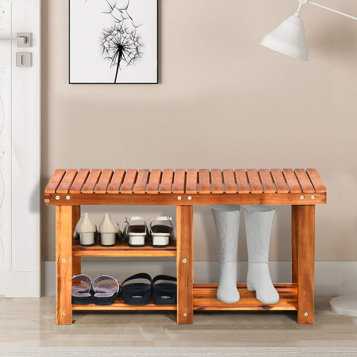 Giantex 2-Tier Shoe Bench Entryway Shoe Rack with Seat