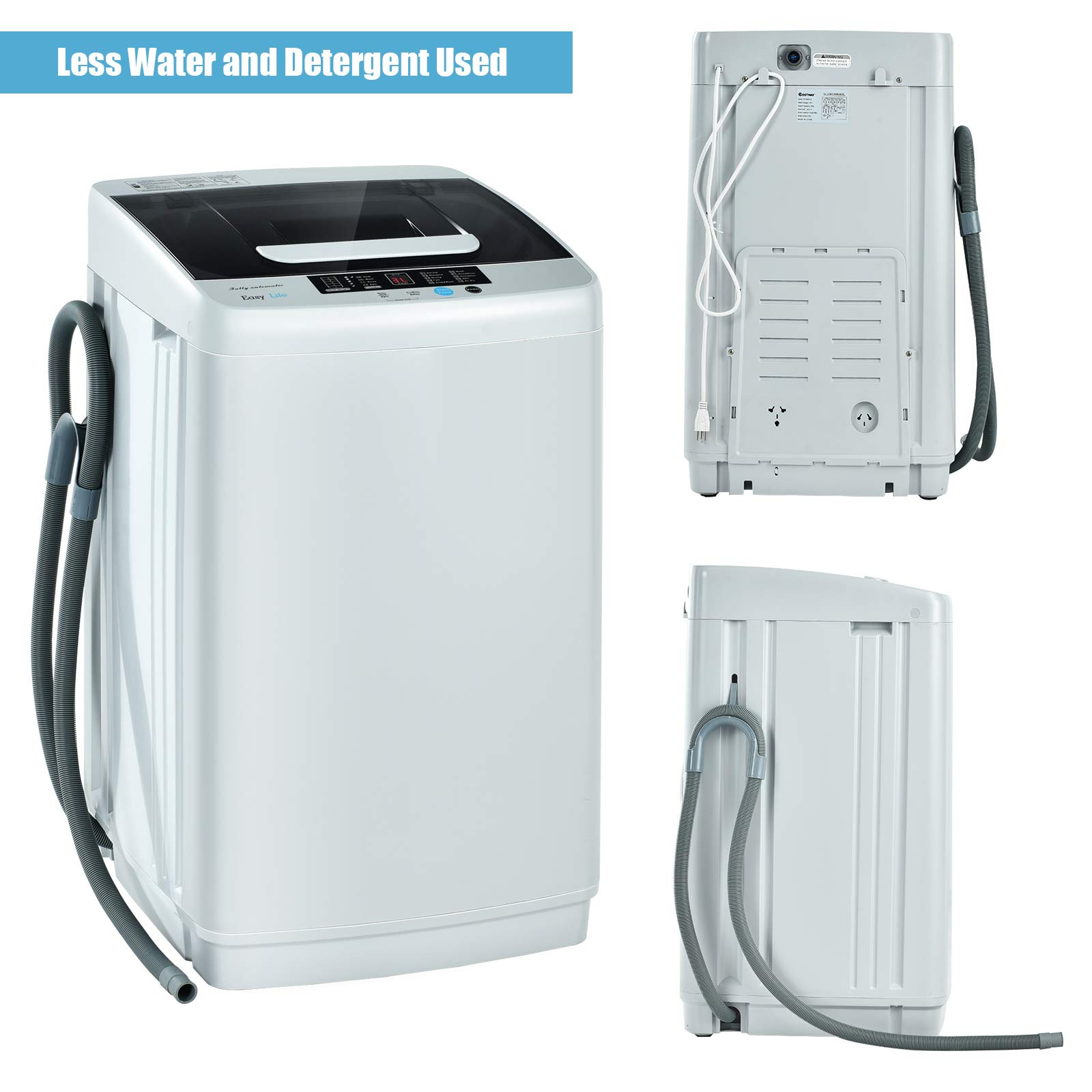 8.8lbs Washer and Dryer Combo, 1.04 cu.ft 10 Programs Built-in Drain Pump, Energy Saving Top Load Washer for Apartment Dorm - Giantexus