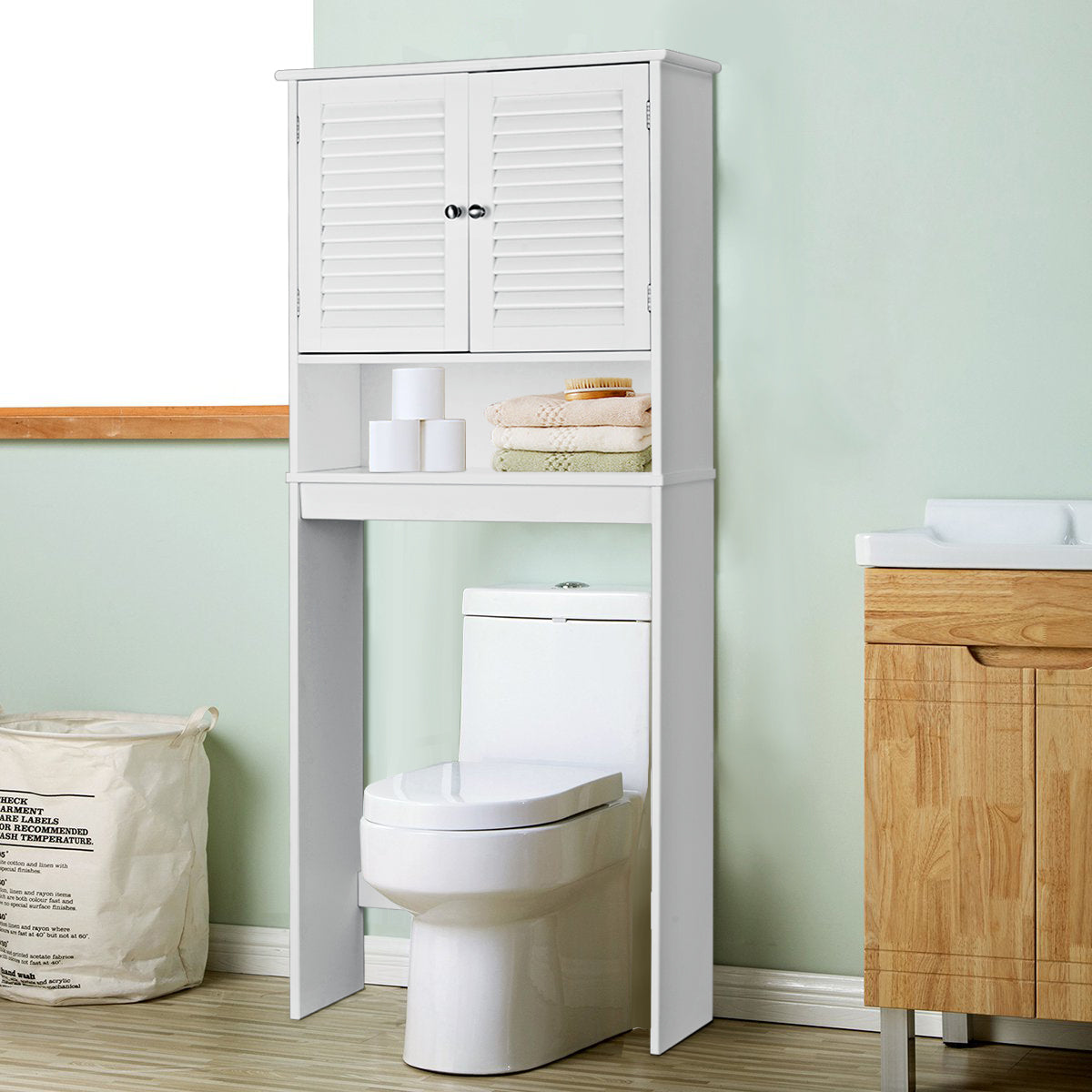 Bathroom Over-The-Toilet Space Saver Storage with Adjustable Shelf