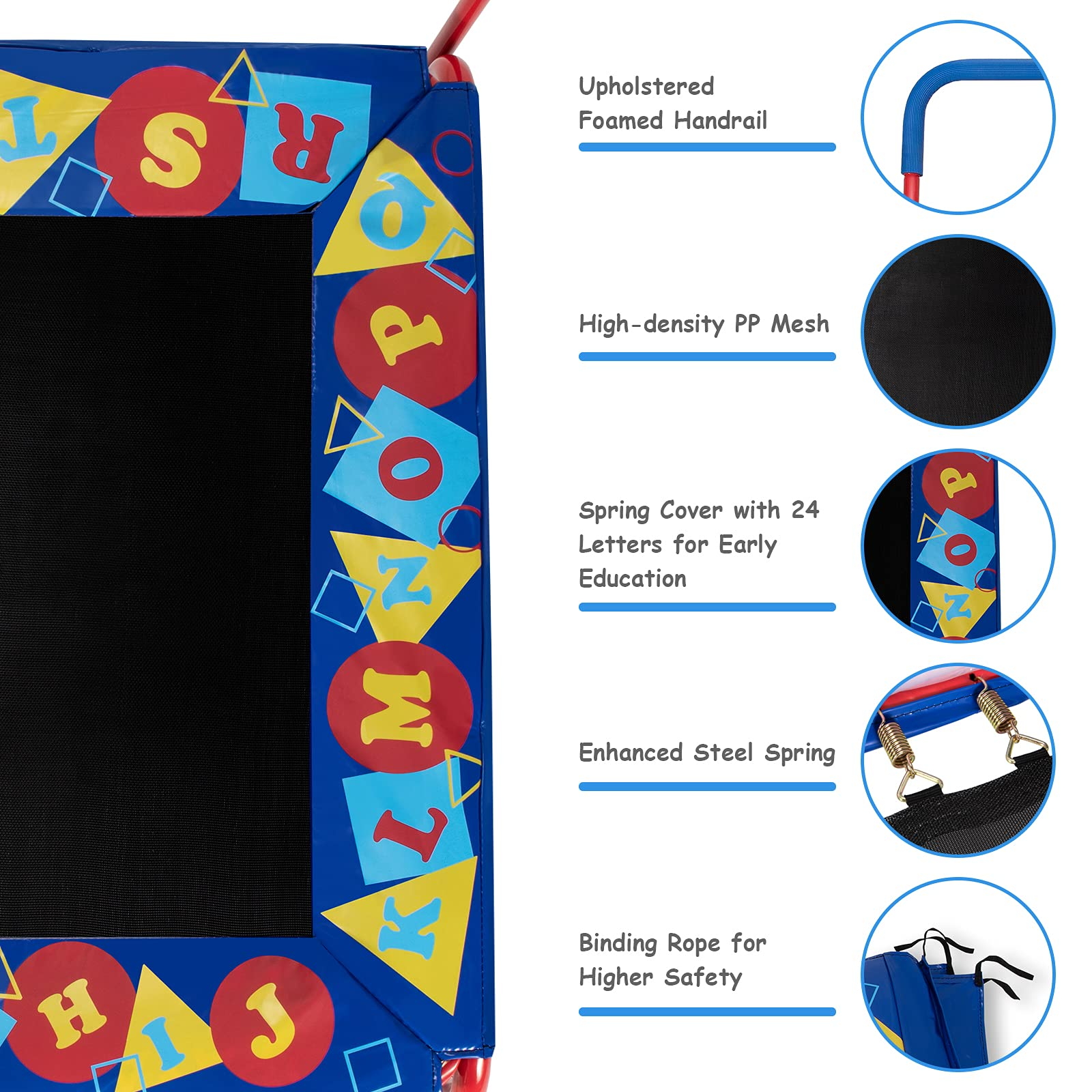 ASTM Approved Square Workout Rebounder Trampoline with Safety Padded Cover