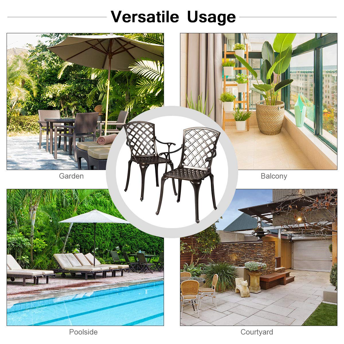 Giantex Aluminum Arm Dining Chairs Set of 2