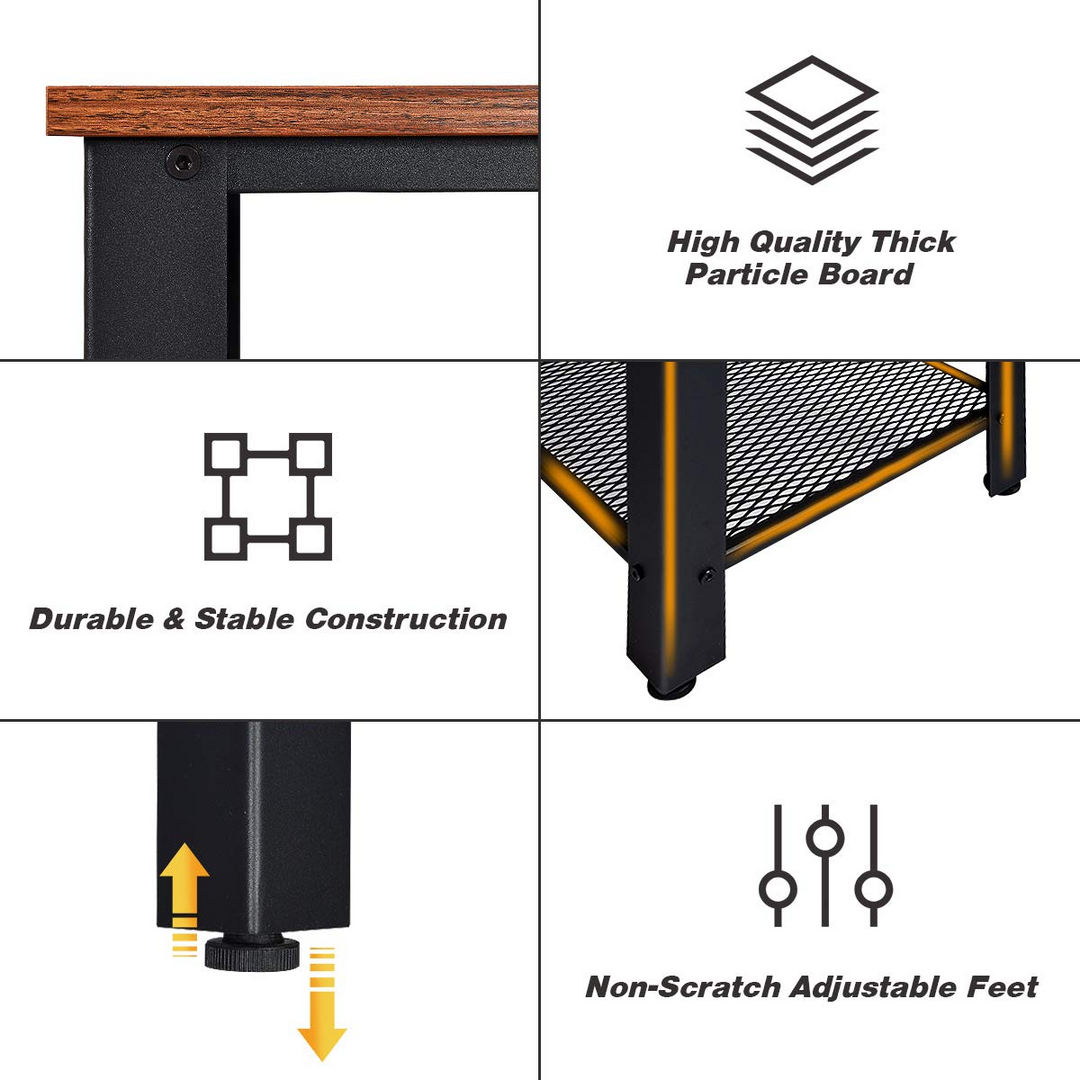 Giantex Console Sofa Table Wood W/Adjustable Feet and Storage Shelf