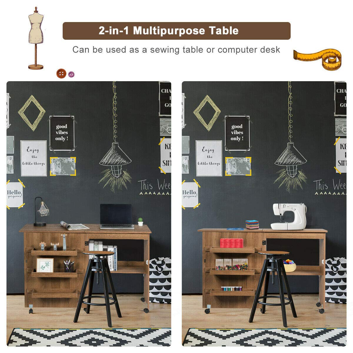 Giantex Folding Sewing Craft Table