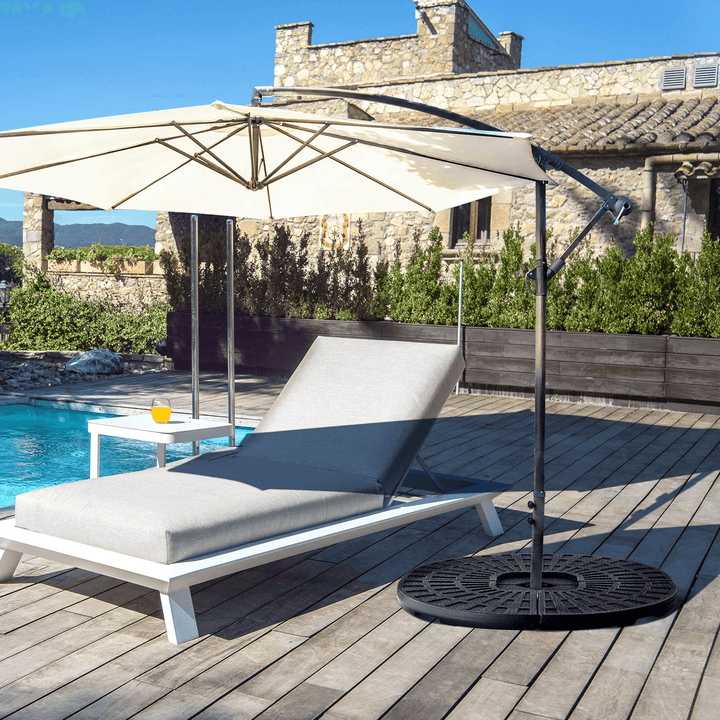 Giantex Patio Offset Umbrella Base Stand w/Sand/Water Filled 4-Pieces Base Plates (Round Base) - Giantexus