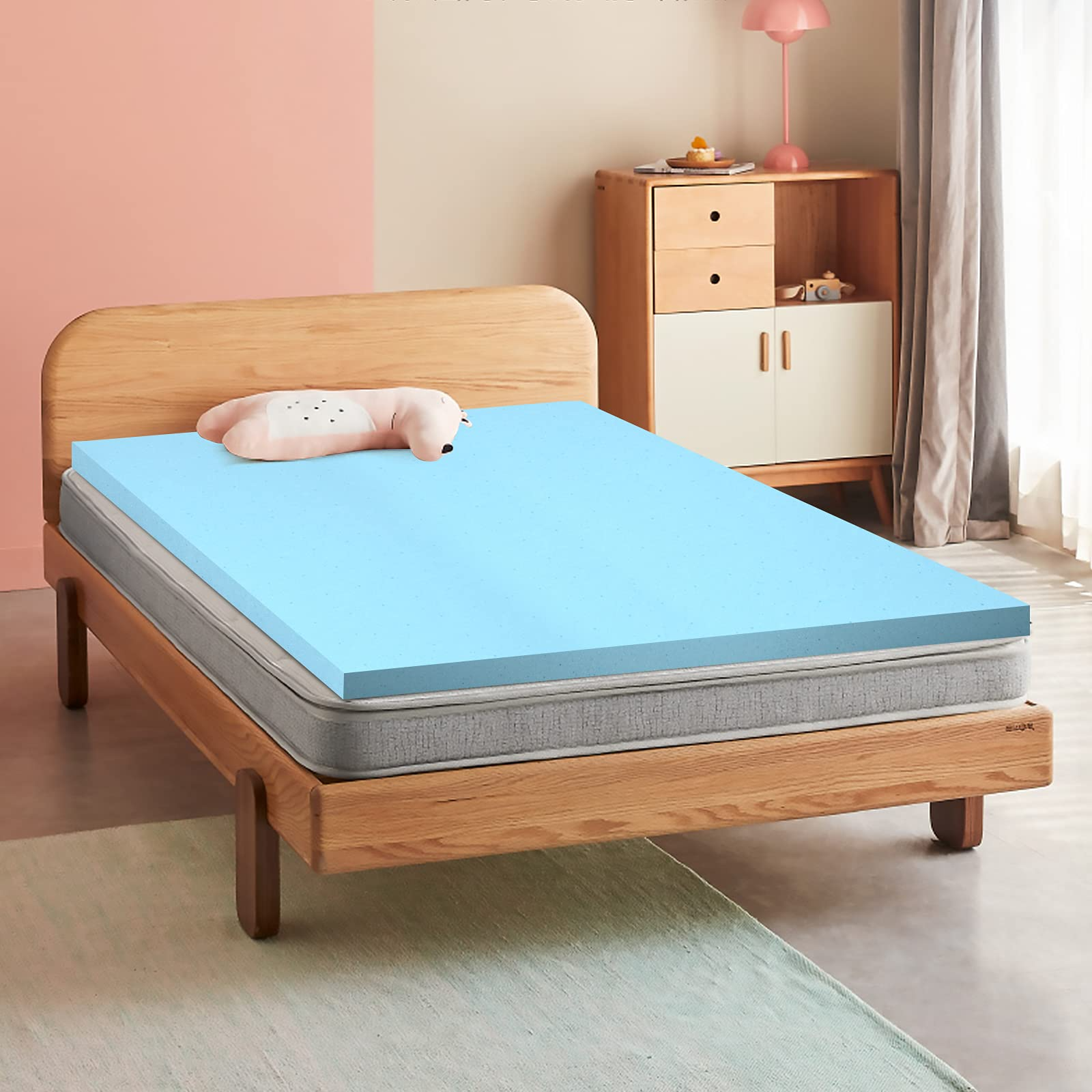 Giantex 3 Inch Memory Foam Mattress Topper, Gel-Infused Cooling Bed Topper with Ventilated Design for Pressure Relieving