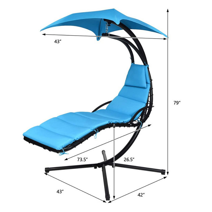 Hanging Chaise Lounger Chair, Arc Stand Porch Swing Chair - Giantex