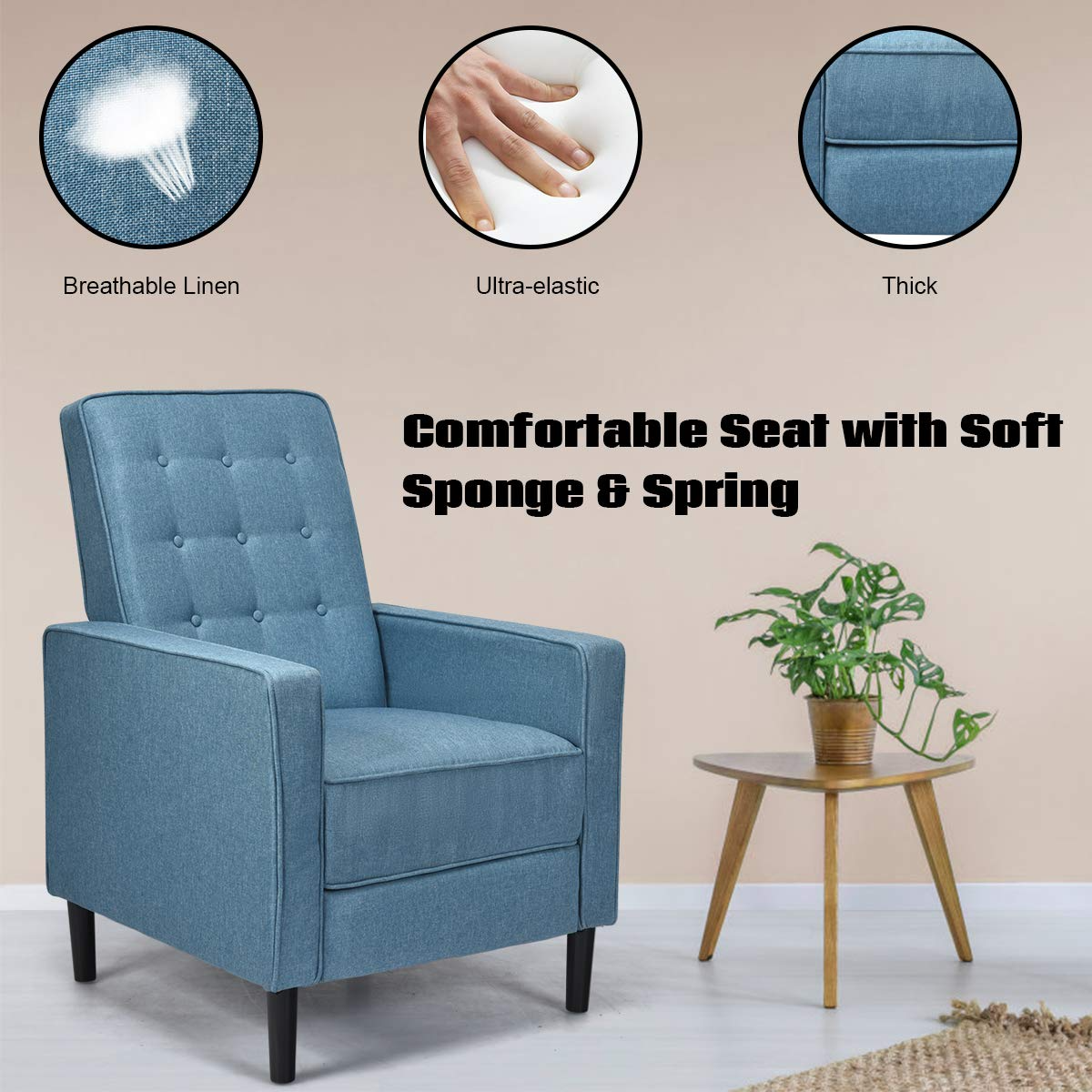Set of 2 Push Back Recliner Chair - Giantex