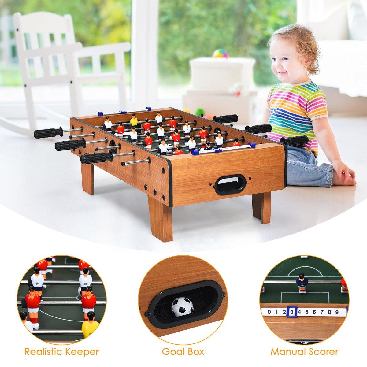 Giantex Foosball Table, 27in Mini Football Table Game w/ 2 Footballs, Score Keepers (Natural) - Giantexus