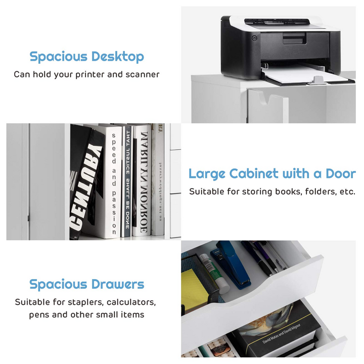Giantex Drawers Cabinet Mobile Lateral Filing Organizer with 5 Drawers,1 Side Cabinet and Wheels Mobile Side Cabinet Chest