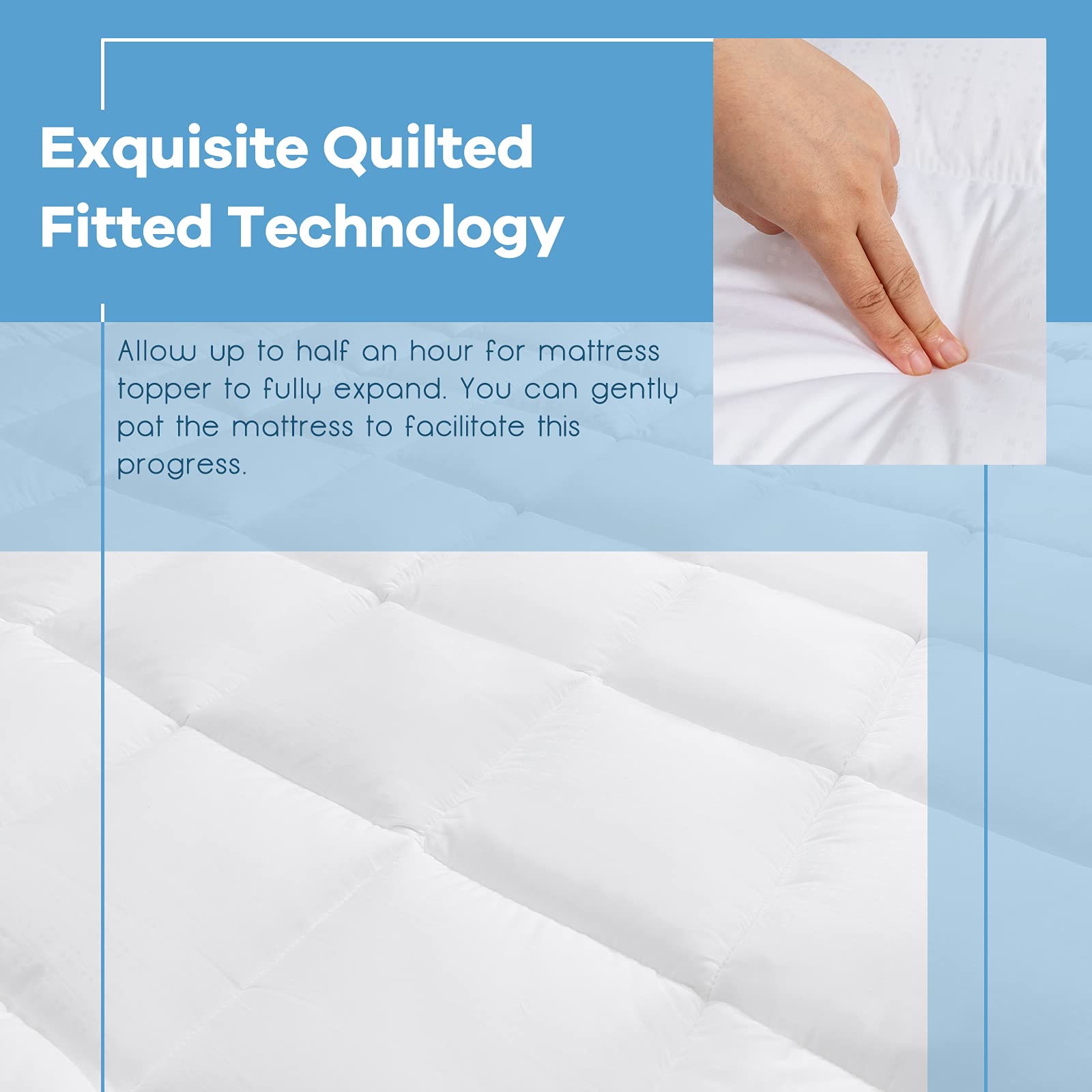 Giantex Quilted Fitted Mattress Topper Pillow Top w/Cotton Jacquard Fabric Top & 21" Fitted Deep Pocket