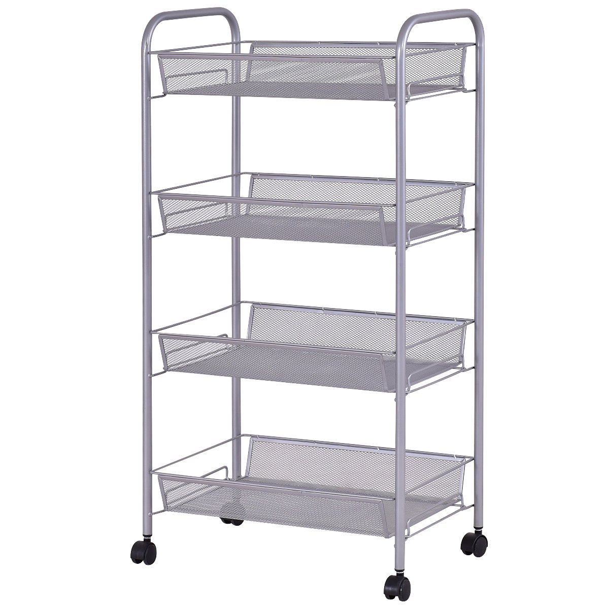 Giantex Storage Rack Trolley Cart Home Kitchen Organizer Utility Baskets (4 Tier, Silver)