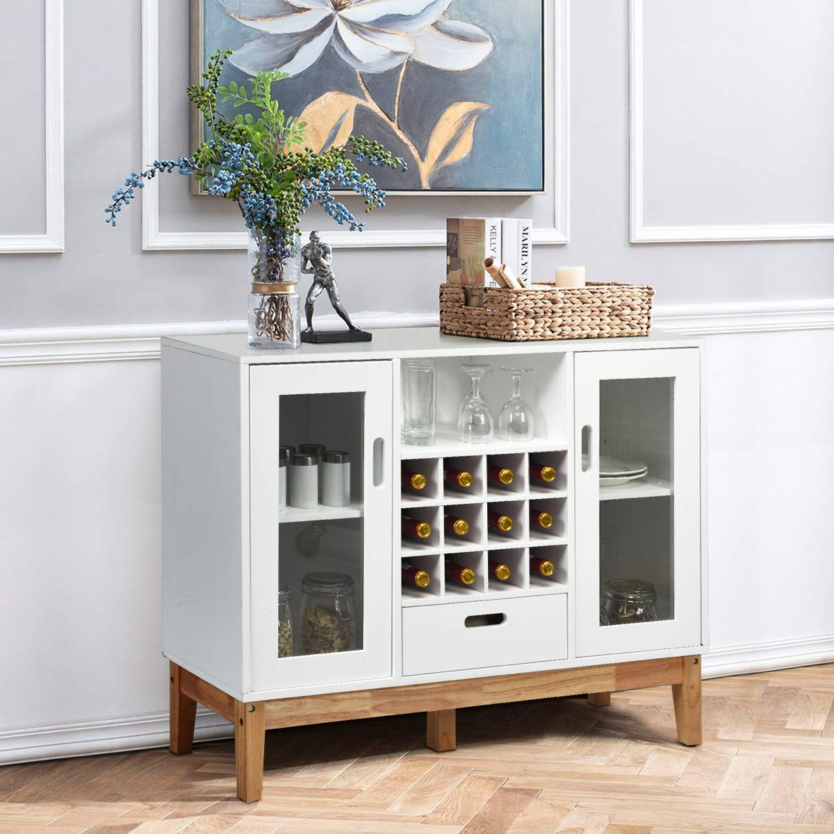 Giantex Buffet Sideboard, Wood Kitchen Server, Storage Cupboard