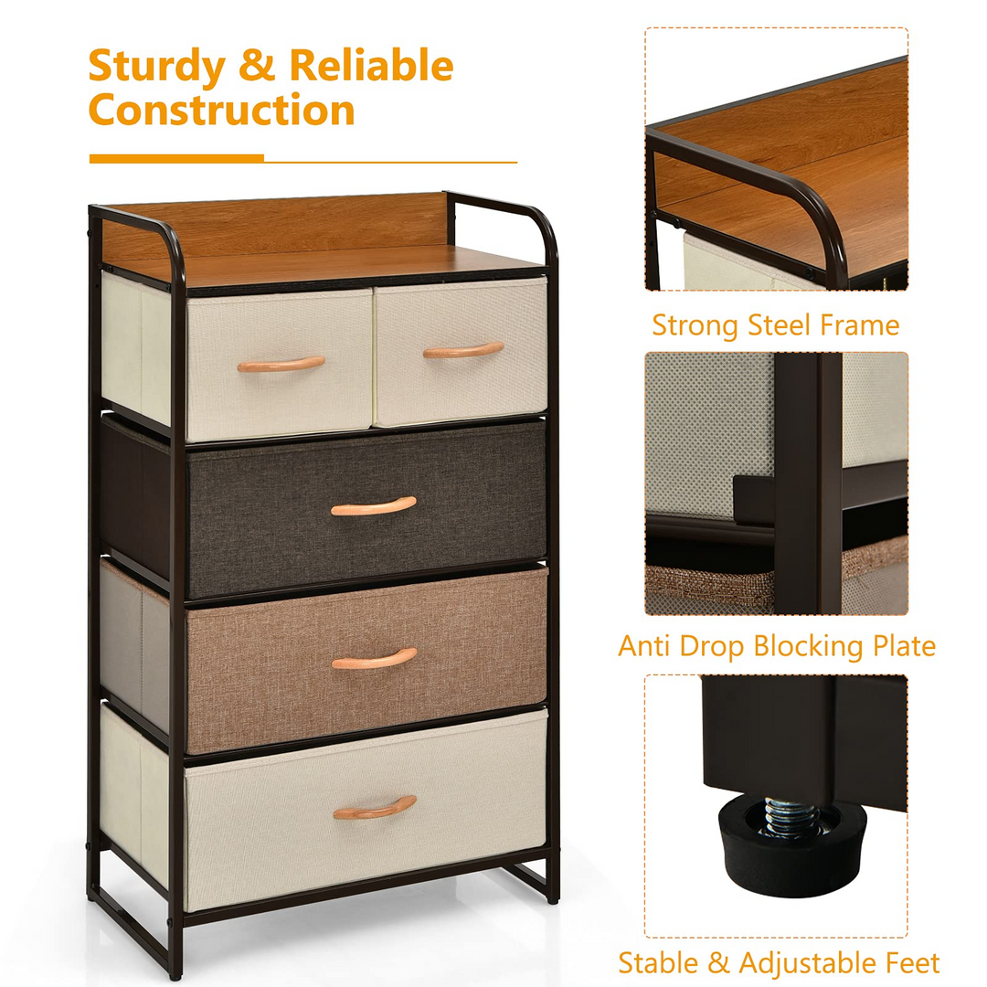 Giantex Sturdy Steel Frame & Wooden Top Vertical Organizer Unit for Closets, Bedroom Utility Dresser Chest (23 x 11.5 x 39 inch)