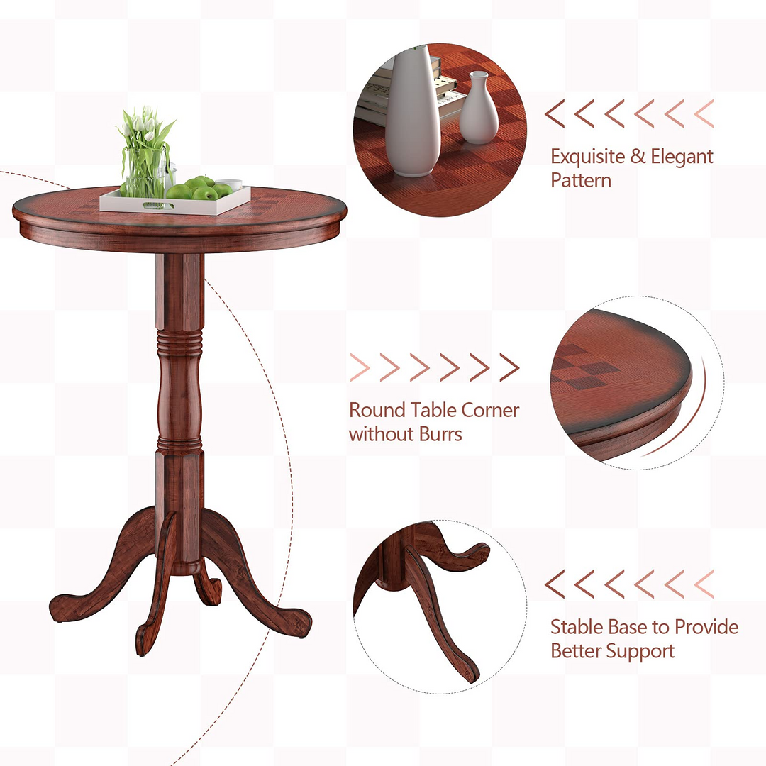 Giantex 5 Pcs Pub Table Set, Wooden Pub Pedestal Side Table w/Stable Base