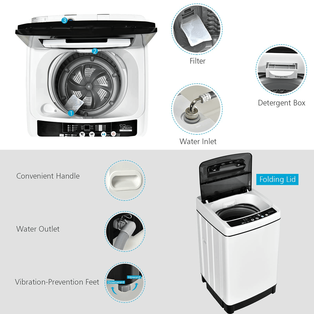 2 in 1 Portable Laundry Washer 1.5Cu.Ft 11lbs Capacity Washer and Dryer Combo - Giantexus