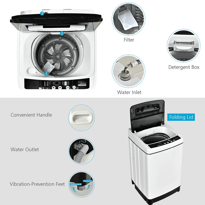 2 in 1 Portable Laundry Washer 1.5Cu.Ft 11lbs Capacity Washer and Dryer Combo - Giantexus