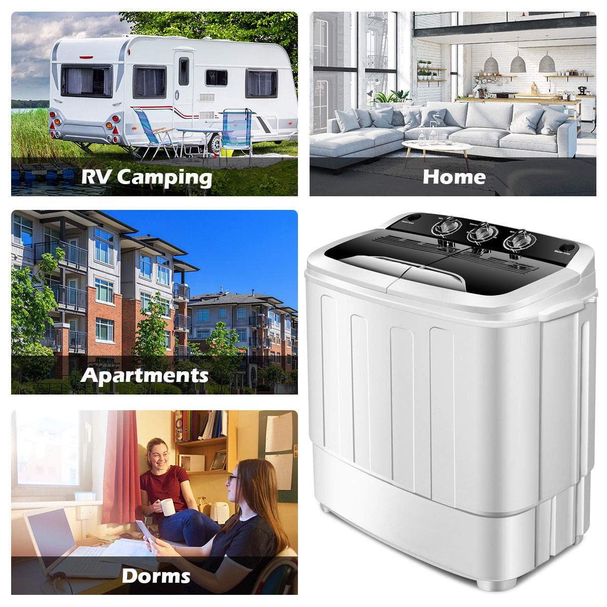 Portable Twin Tub Mini Clothes Washer Machine for Apartment