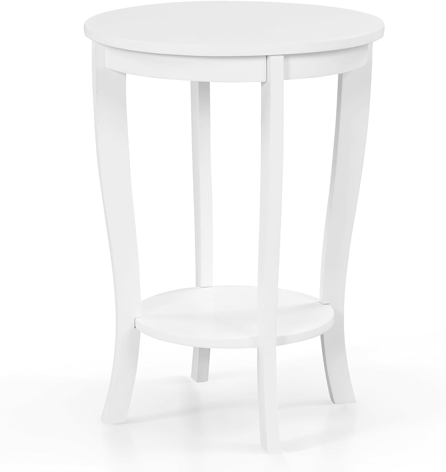 Giantex Round End Table with Storage Shelf Set of 2, Retro Nightstand with Solid Wood Legs, 24.5" Accent Table for Small Spaces