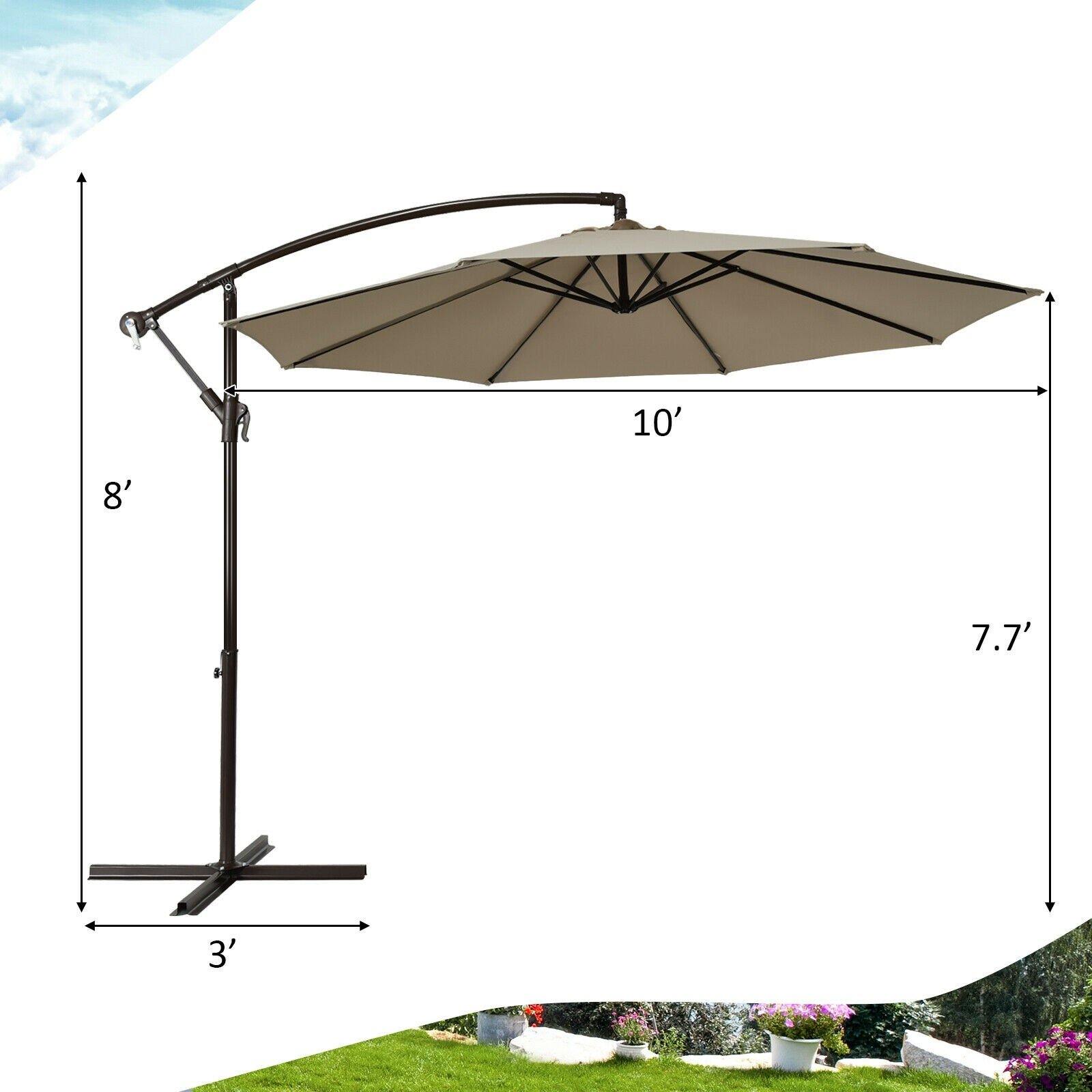 10ft Offset Patio Umbrella Cantilever Umbrella - Giantexus